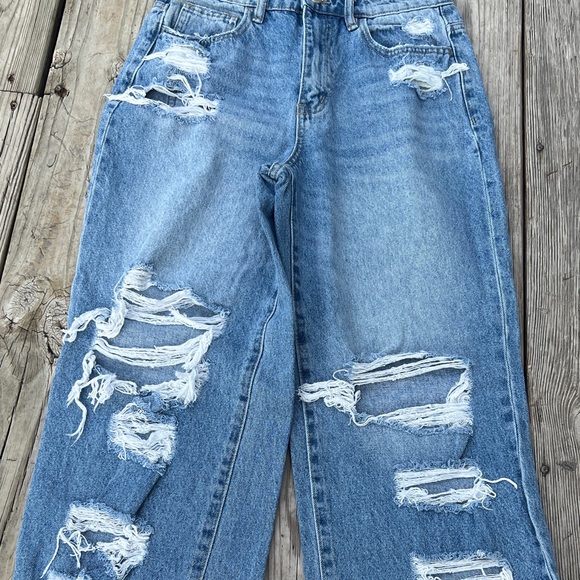 Flying Monkey Distressed Blue Jeans 100% cotton size 28 - Picture 4 of 9